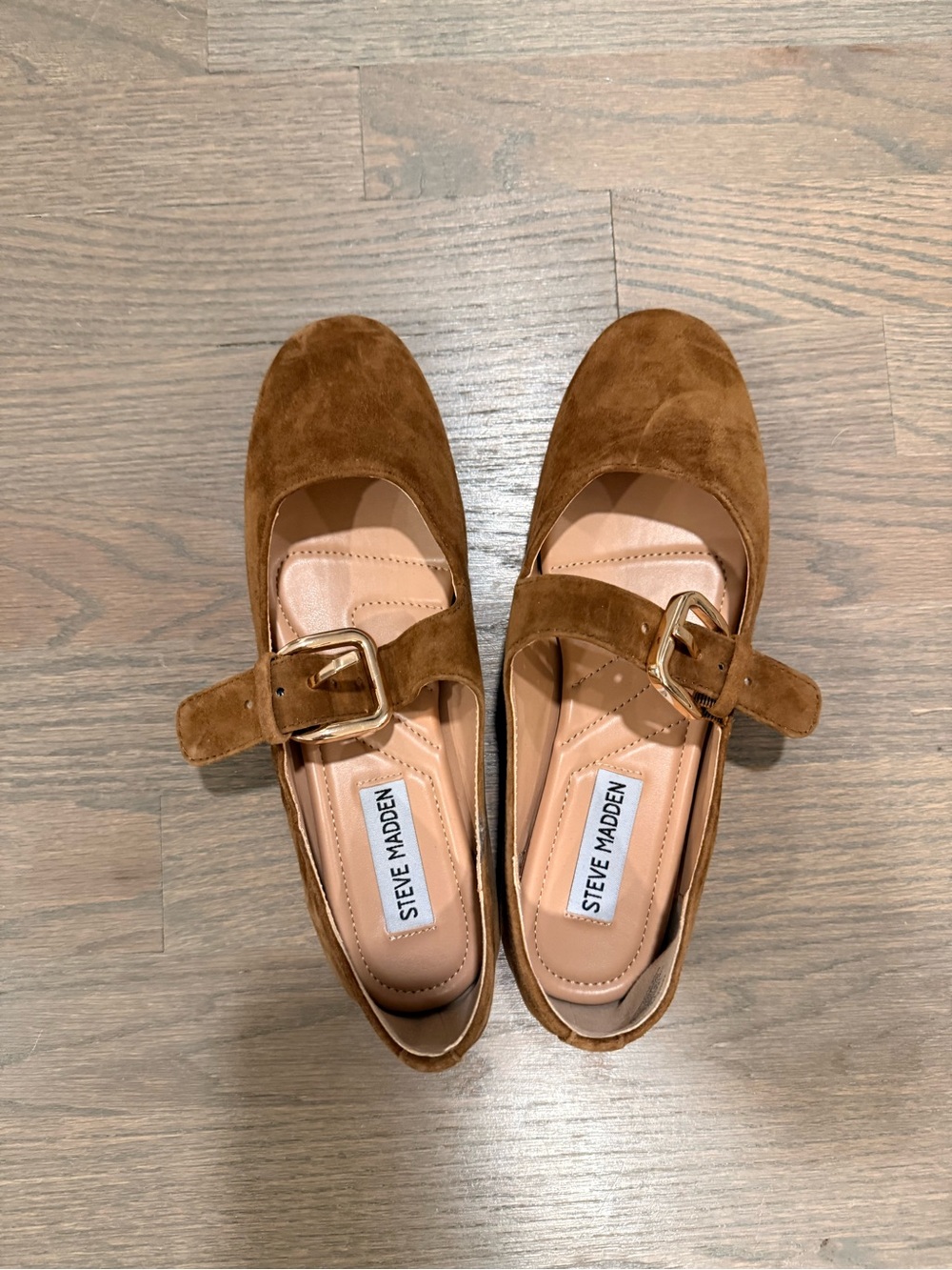 Steve Madden Tan Suede Mary Jane Flats with Buckle